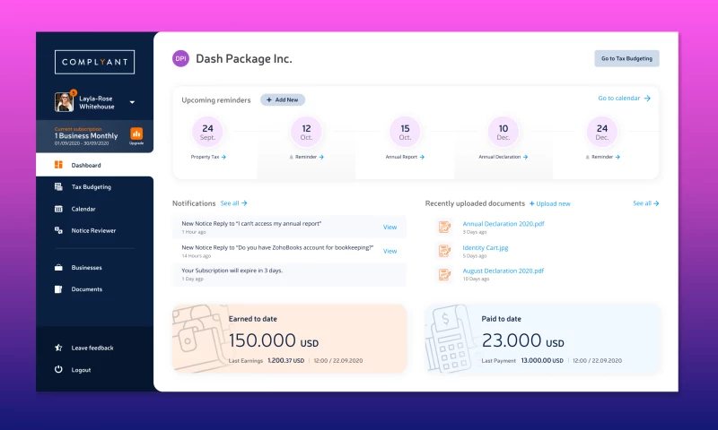 LeverageUX Design House - Business Tax Budgeting & Compliance Platform