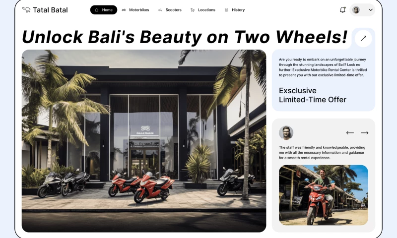 Website design for Bali Motorcycle Rental Center