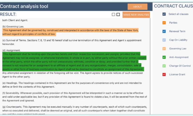 Automatic paralegal for contracts analysis and review