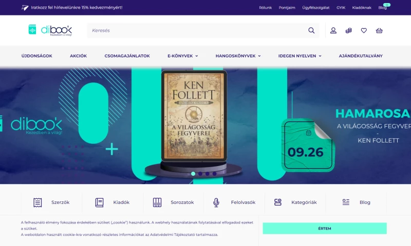 WebOrigo - DiBook e-book webshop development