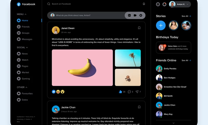 ScrumLaunch - Facebook Redesign Concept