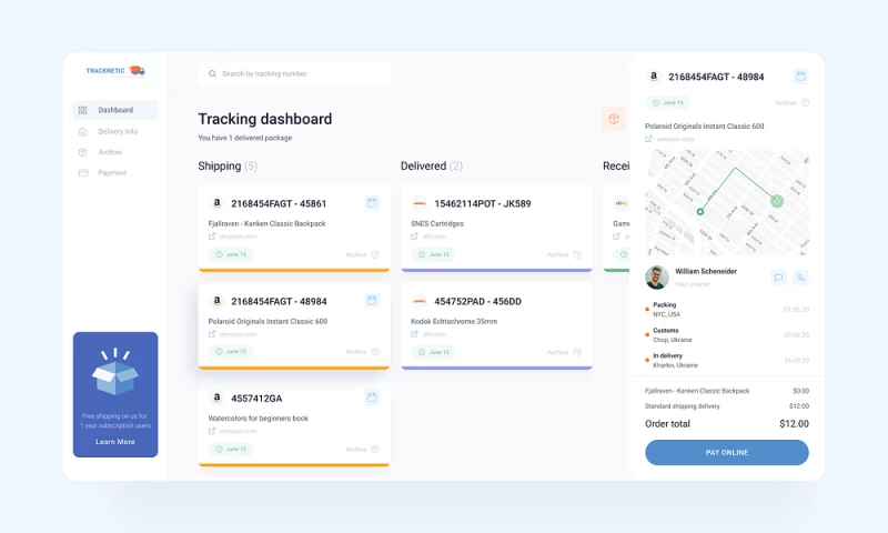 ScrumLaunch - Tracknetic Dashboard for Tracking Orders & Deliveries