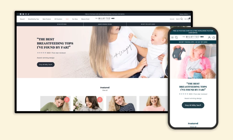 Encyphers - The Milky Tee Company website's migration from Magento to Shopify