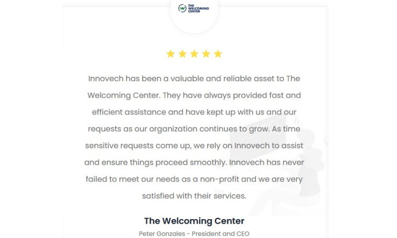 Innovech Software - The Welcoming Center Website Maintenance and technical support