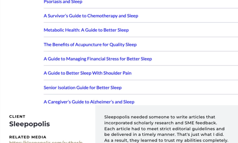 Sleepopolis medical articles