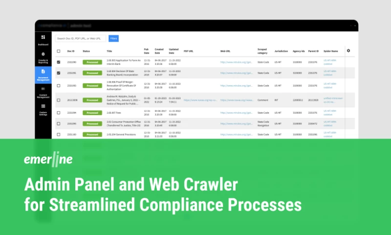 Emerline - Admin Panel and Web Crawler for Streamlined Compliance Processes