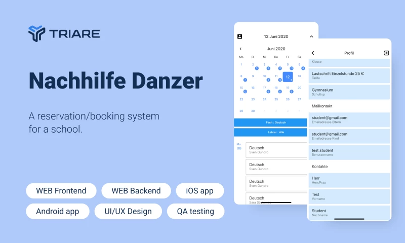 Nachhilfe Danzer - a booking system for a school