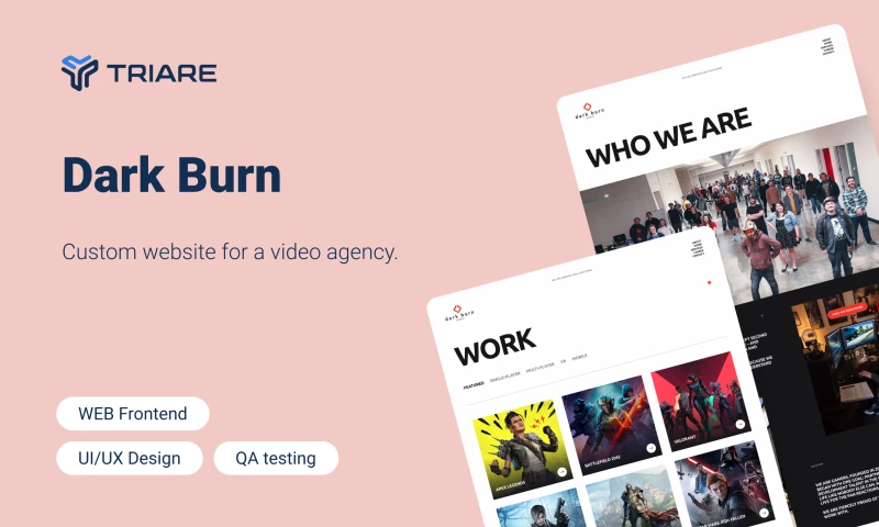 TRIARE - Dark Burn - custom website for a video agency