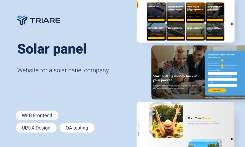 TRIARE - Solar Panel - a website for a solar panel company