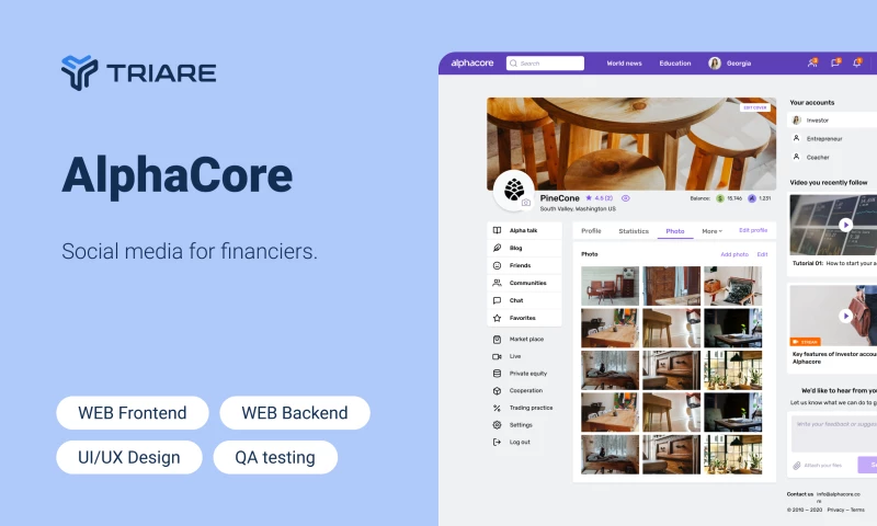 TRIARE - AlphaCore - a social media platform to learn how to make money