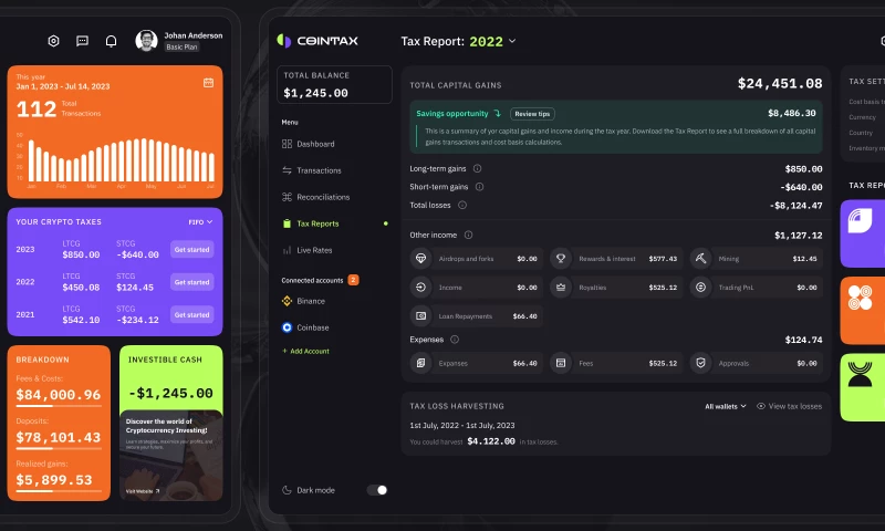 Phenomenon Studio - CoinTax - crypto tax reporting web application