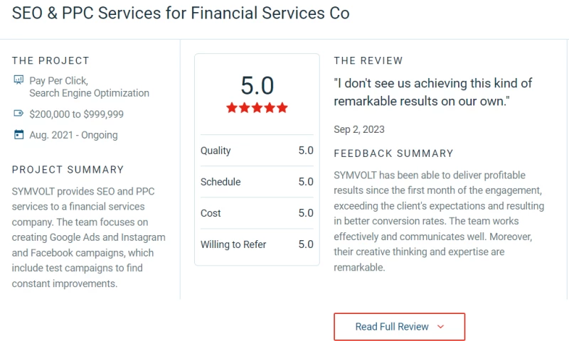 SEO & PPC Services for a Financial Services Company