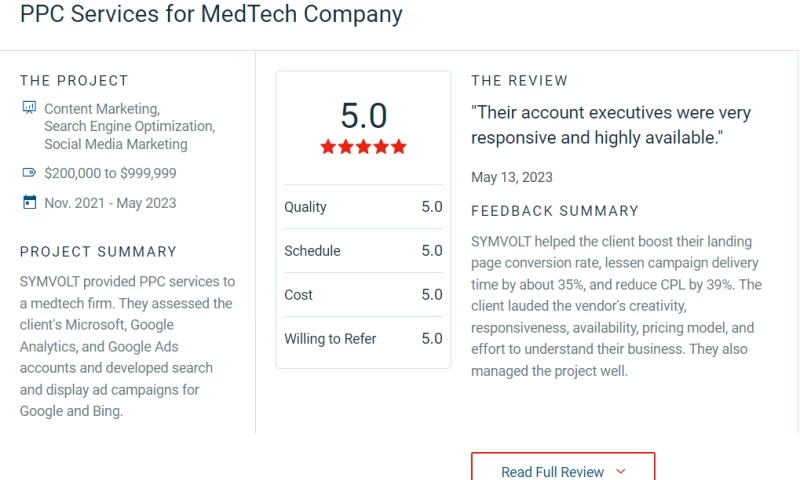 PPC Services for MedTech Company