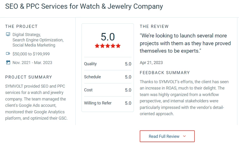 SEO & PPC Services for Watch & Jewelry Company