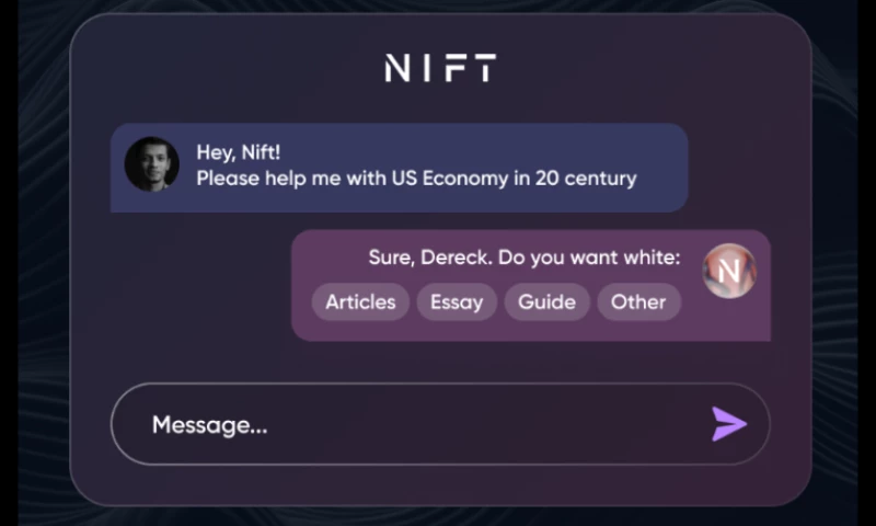 Nift - AI tool that simplifies writing tasks through personalized guidance