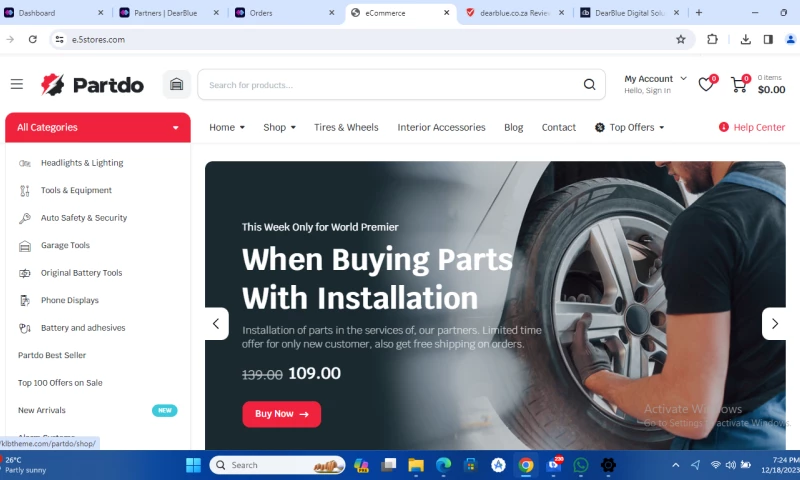 DearBlue - eCommerce Shop (Auto Parts)