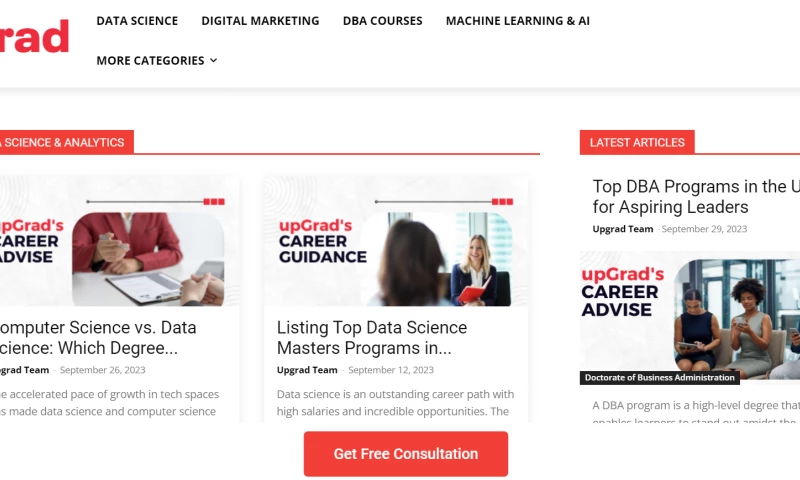 EdTech Website upGrad