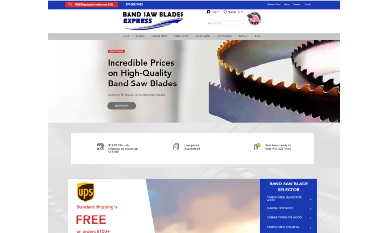 Band Saw Blades Express Website Development