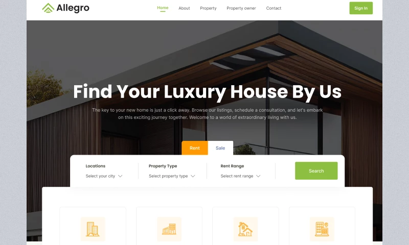 Real Estate Website Landing Page Design For Allegro