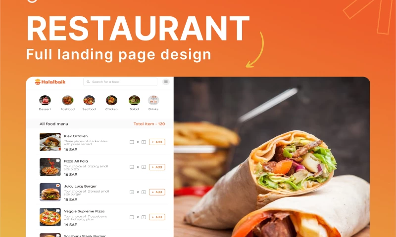 Food Ordering Website Landing Page Design