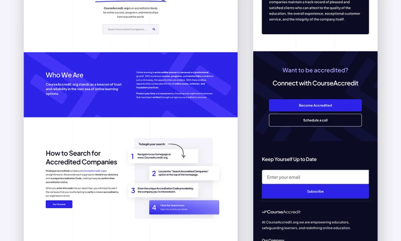 Wonder Blue - Website for a US accreditation company