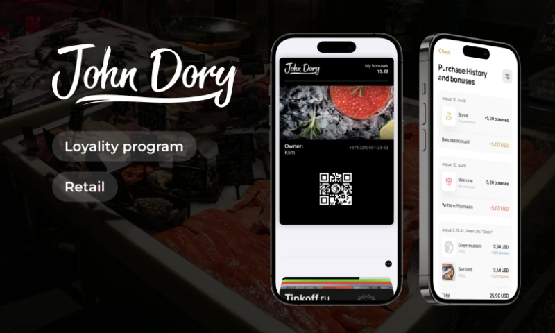 Mobile app with the loyalty program for the chain of fish stores