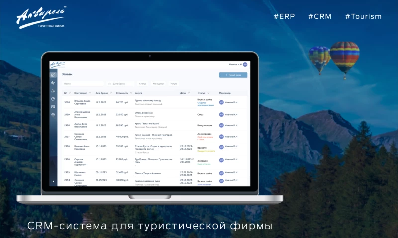 Migra - Разработка внутренней CRM системы для туристической компании Акварель