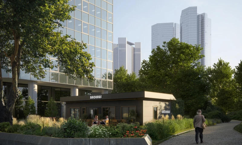 Render Vision - Exterior visualization of a stylish pop-up-style restaurant