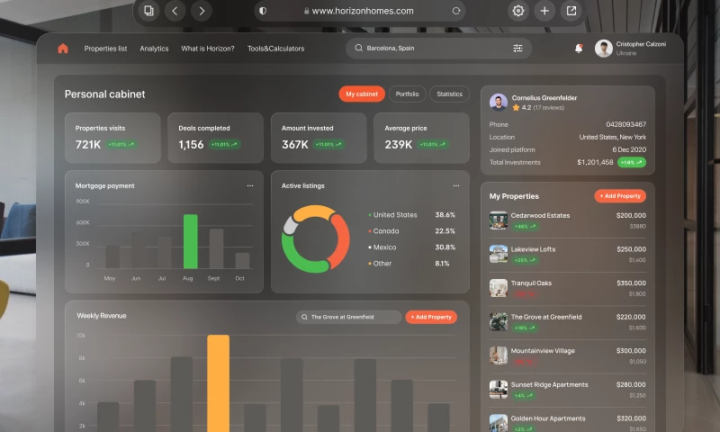 Phenomenon Studio - Horizon Homes - web platform for real estate investments