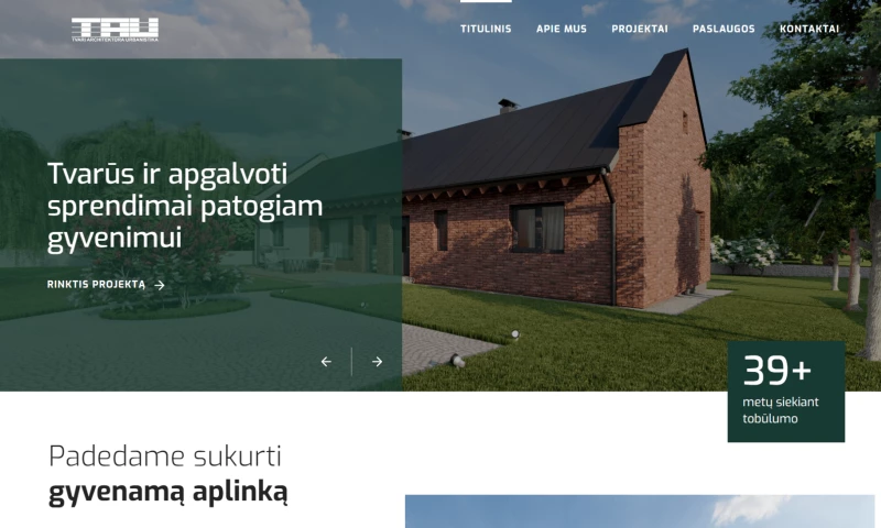 Navus - Tau namai - website for an Architecture Company