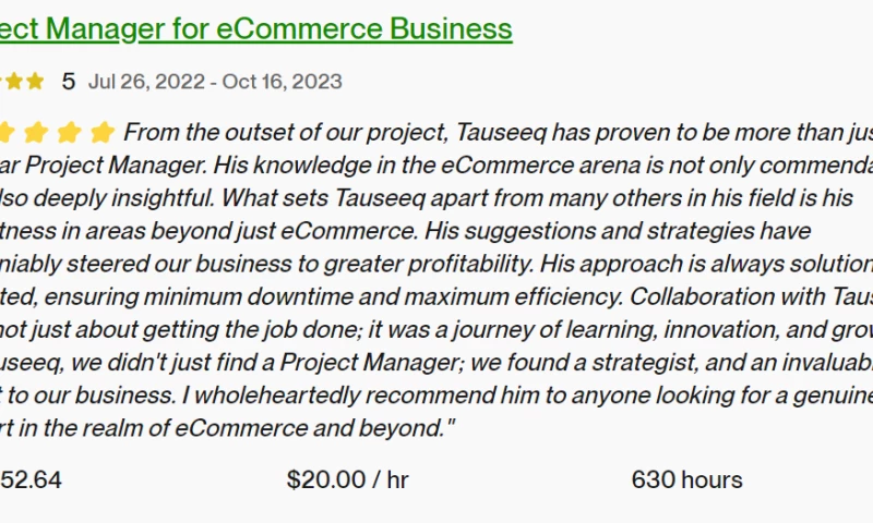 Project Manager for eCommerce Business