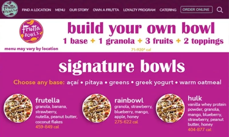 Superfood Bowls Menu Platform