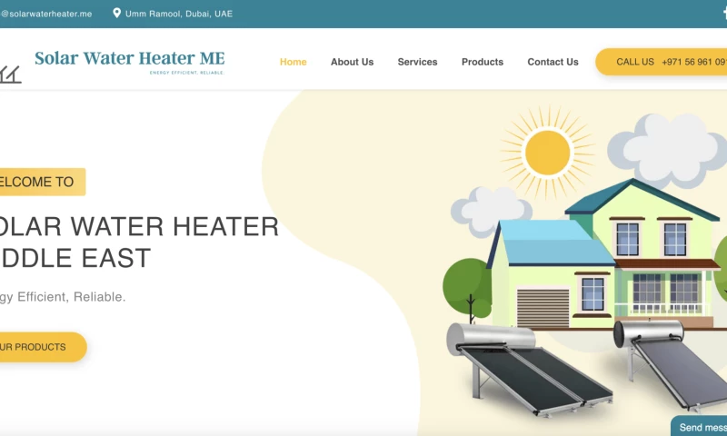 Orange Dice Solutions - SEO friendly website developed for Solar water heater, UAE