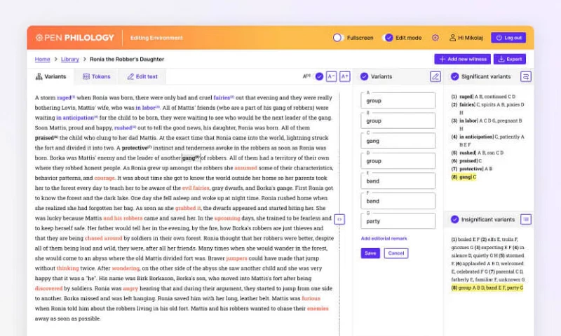 Xfive - React-based editing environment for ancient texts