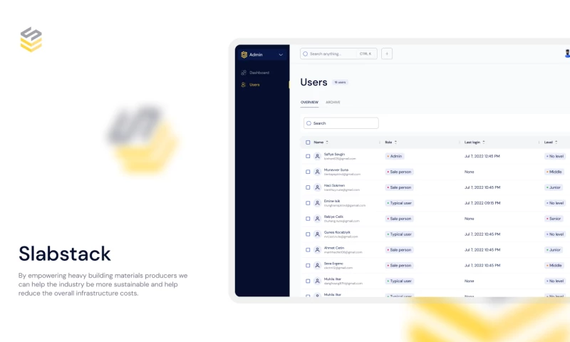 Slabstack - UX/UI for Construction Market ERP