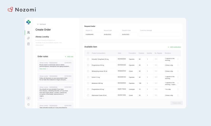 Nozomi - Prescriber Portal for UK's Pharmacy