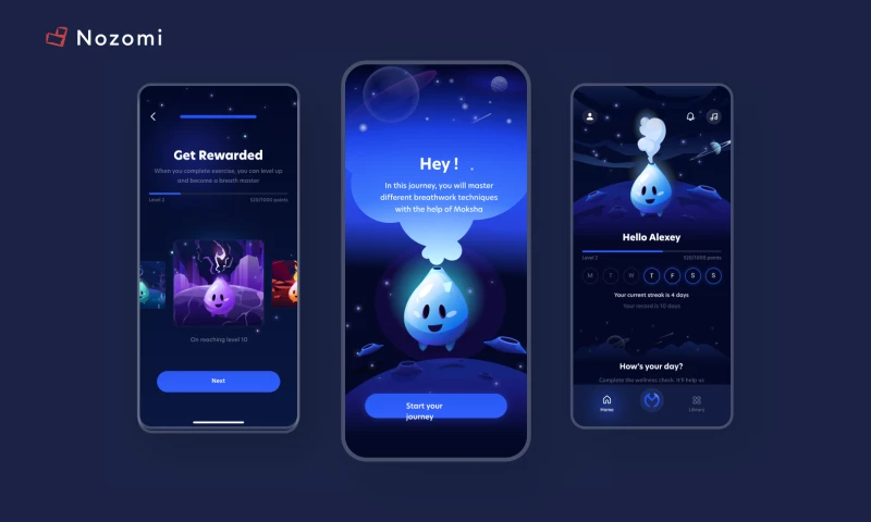 Nozomi - Redesign Mental Health app with gamification elements