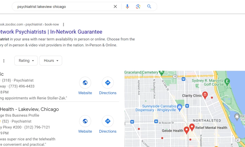 Google Maps Ranking - Chicago-based Psychiatrist