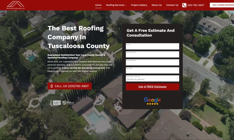 Double Plus Marketing - White Oaks Construction (Roofer) Website Design