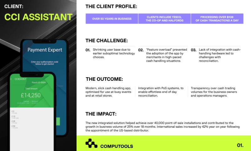 Improved mobile app for a multinational banknote equipment manufacturer