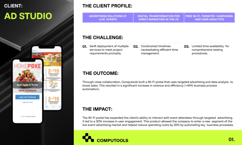 Computools - Transformed a Wi-Fi portal for an event advertising provider