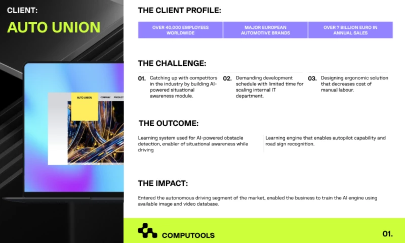 AI development for a top-tier global auto supplier, enhancing autonomous-driving systems