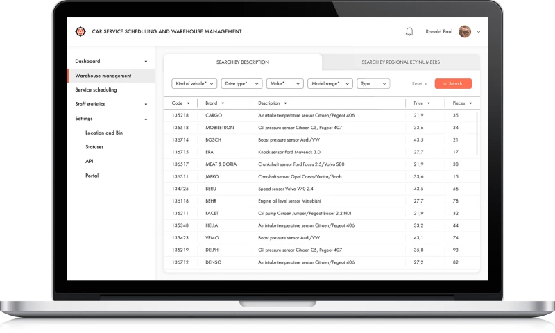 XB Software - Car Service Scheduling and Warehouse Management System
