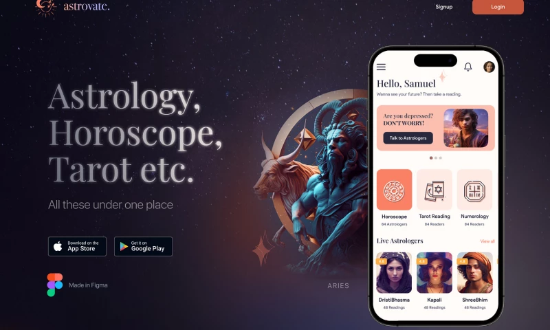 Atsrovate - Astrology App Design