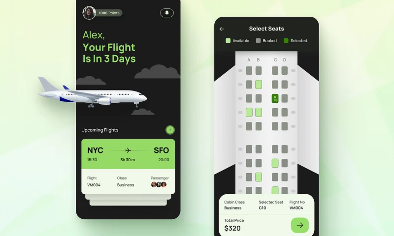 Octet Design Studio - Flight Booking Mobile App UI