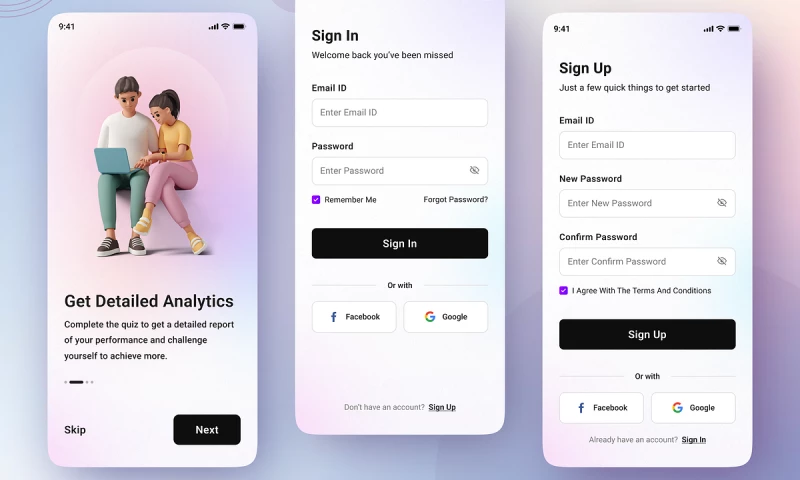 Octet Design Studio - Mobile App: Sign In & Sign Up Form