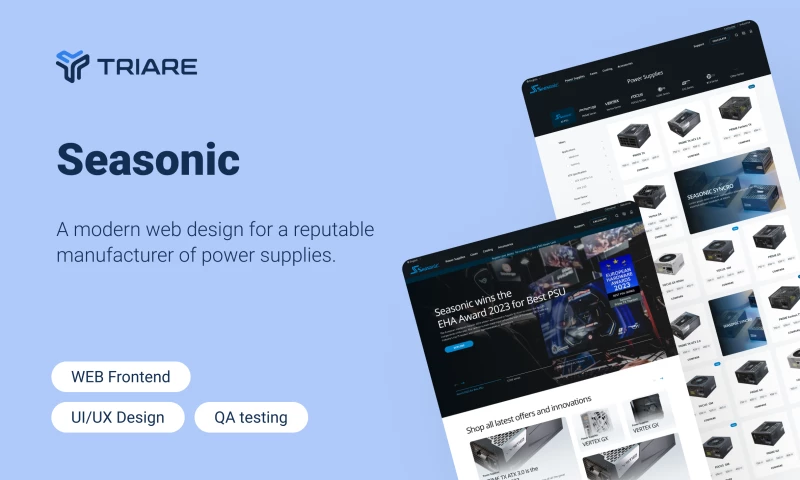 Seasonic - a modern web design for a reputable manufacturer of power supplies.