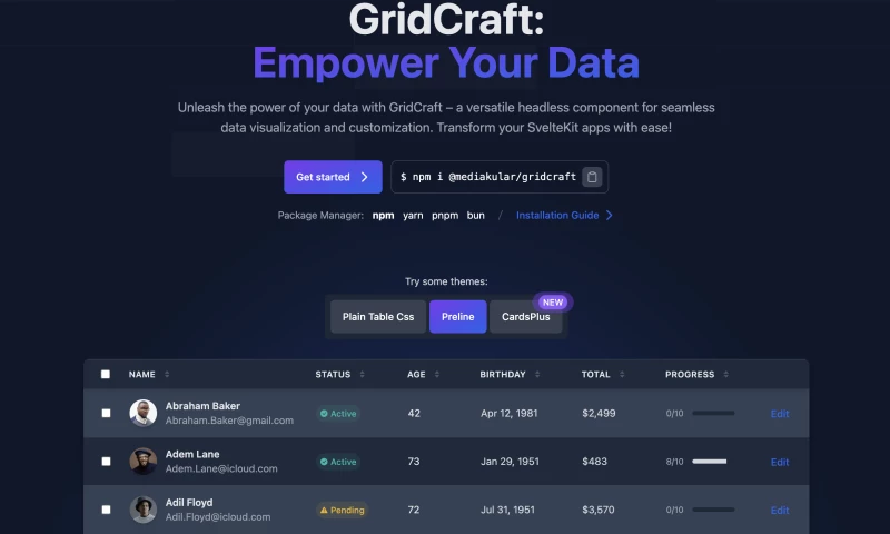mediakular - GridCraft | UI Design + Component Development