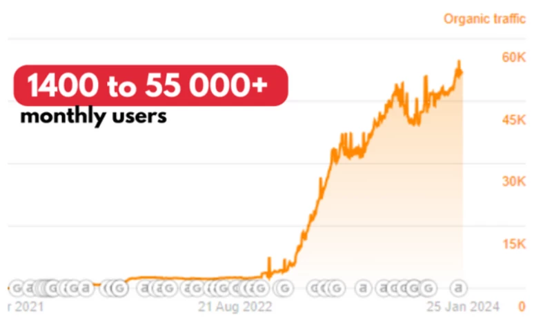1400 to 55 000+ organic traffic