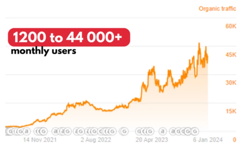 1200 to 44 000+ organic traffic